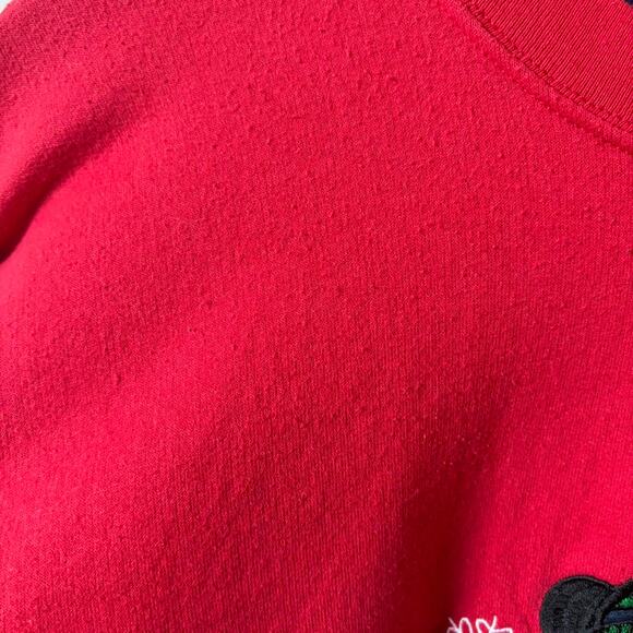 Vintage Disney Red Mickey Mouse Snowflake Sweatshirt Winter Holiday Crewneck - Picture 7 of 8